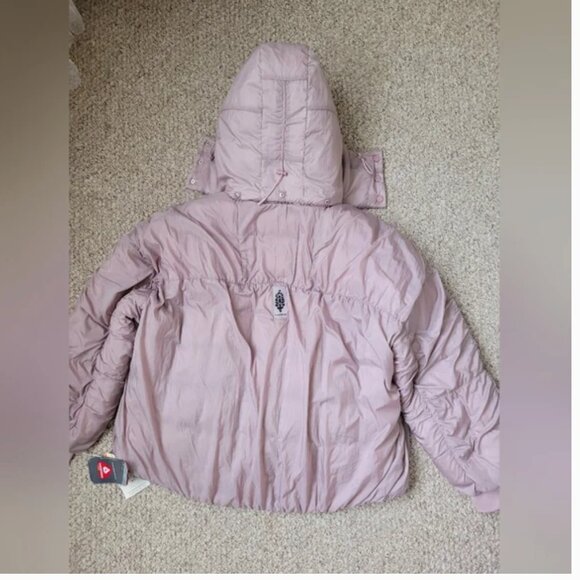 Free People NWT Like A Dream Reversible Puffer Jacket Cream Pink size L - Picture 9 of 11